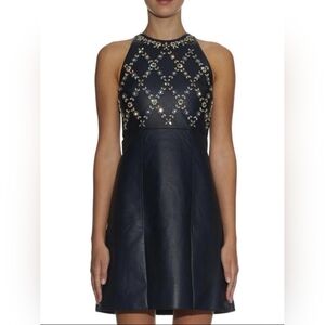 NWT ERDEM Hudson Navy Sleeveless Crystal Embellished Midi Dress, Sz 6
